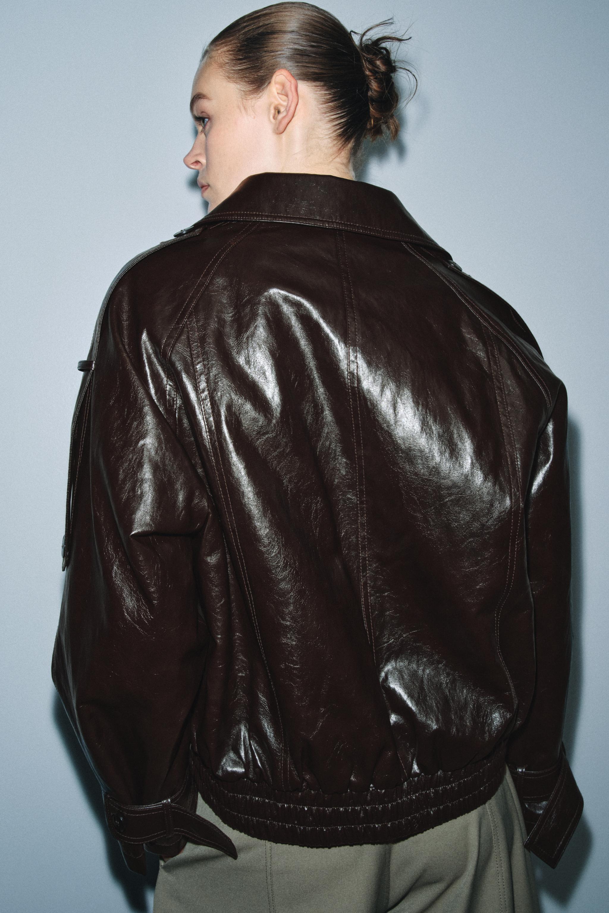 SHINY FAUX FUR COLLAR JACKET ZW COLLECTION